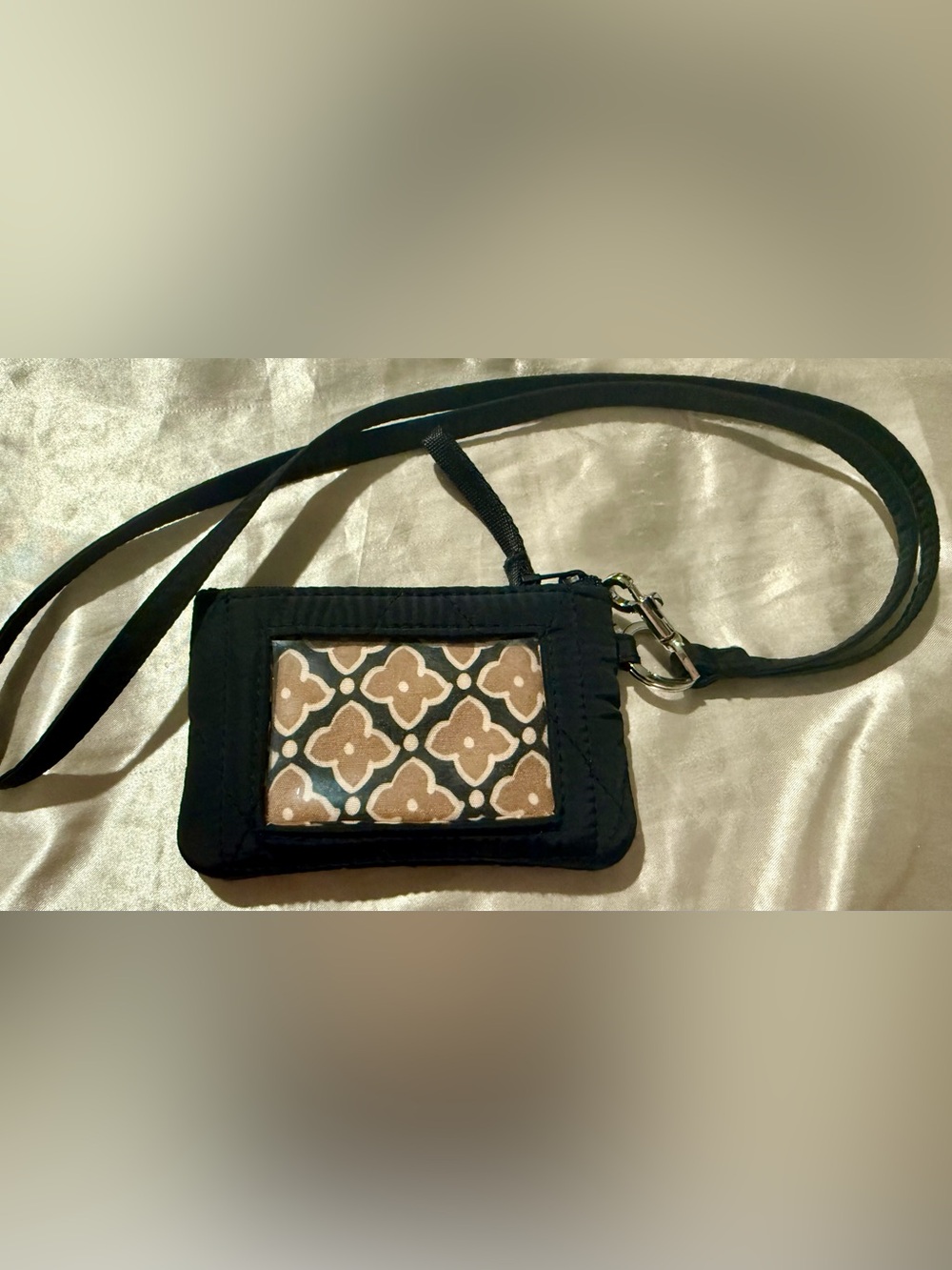 Vera Bradley Black Lanyard Card Holder and clip